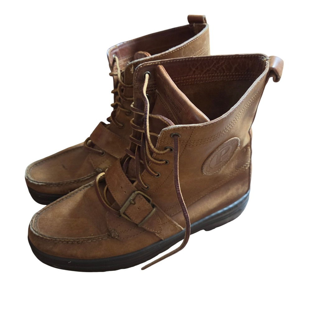 Vintage Polo Sport Ralph Lauren Ranger Boots 10D Moc Toe Leather Buckle RLZ 6346